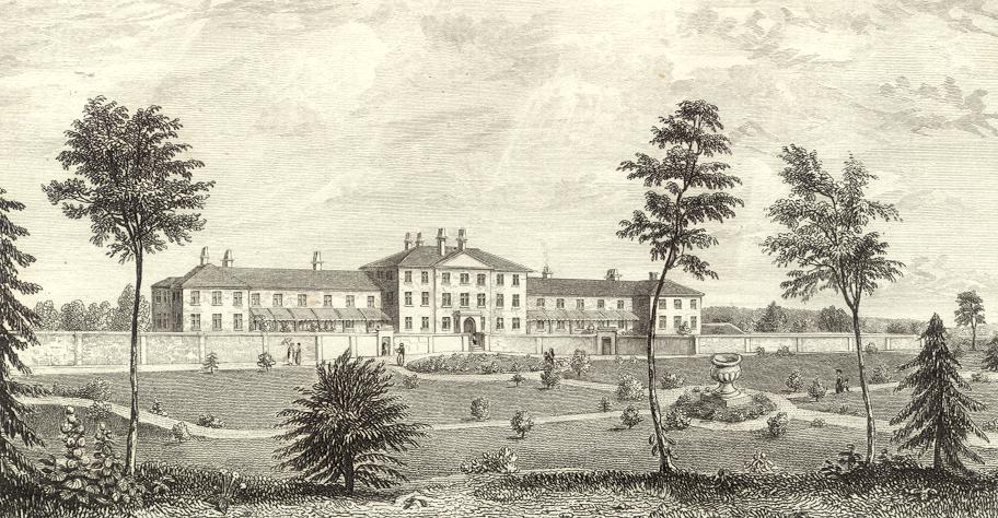The original front of the Warneford Hospital as shown in this engraving from 1831.