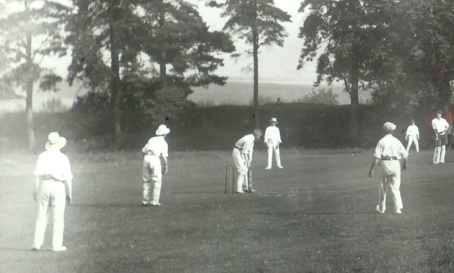 Patients playing cricket on the Warneford cricket pitch, 1900s.