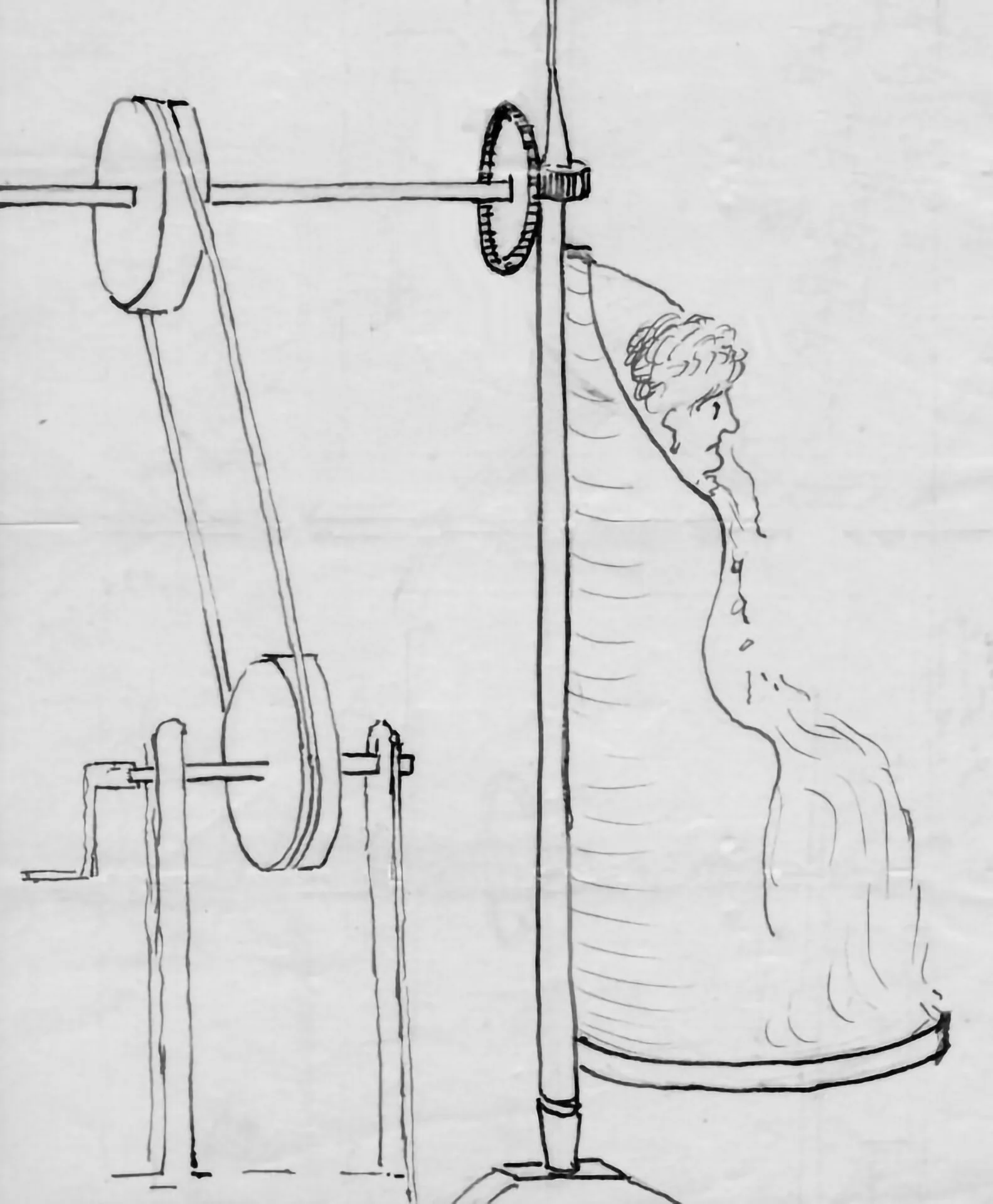 The “whirling chair” was designed to make patients vomit; this 1824 sketch was amongst the Radcliffe Asylum management committee’s papers, but there is no evidence of its being used at the asylum.