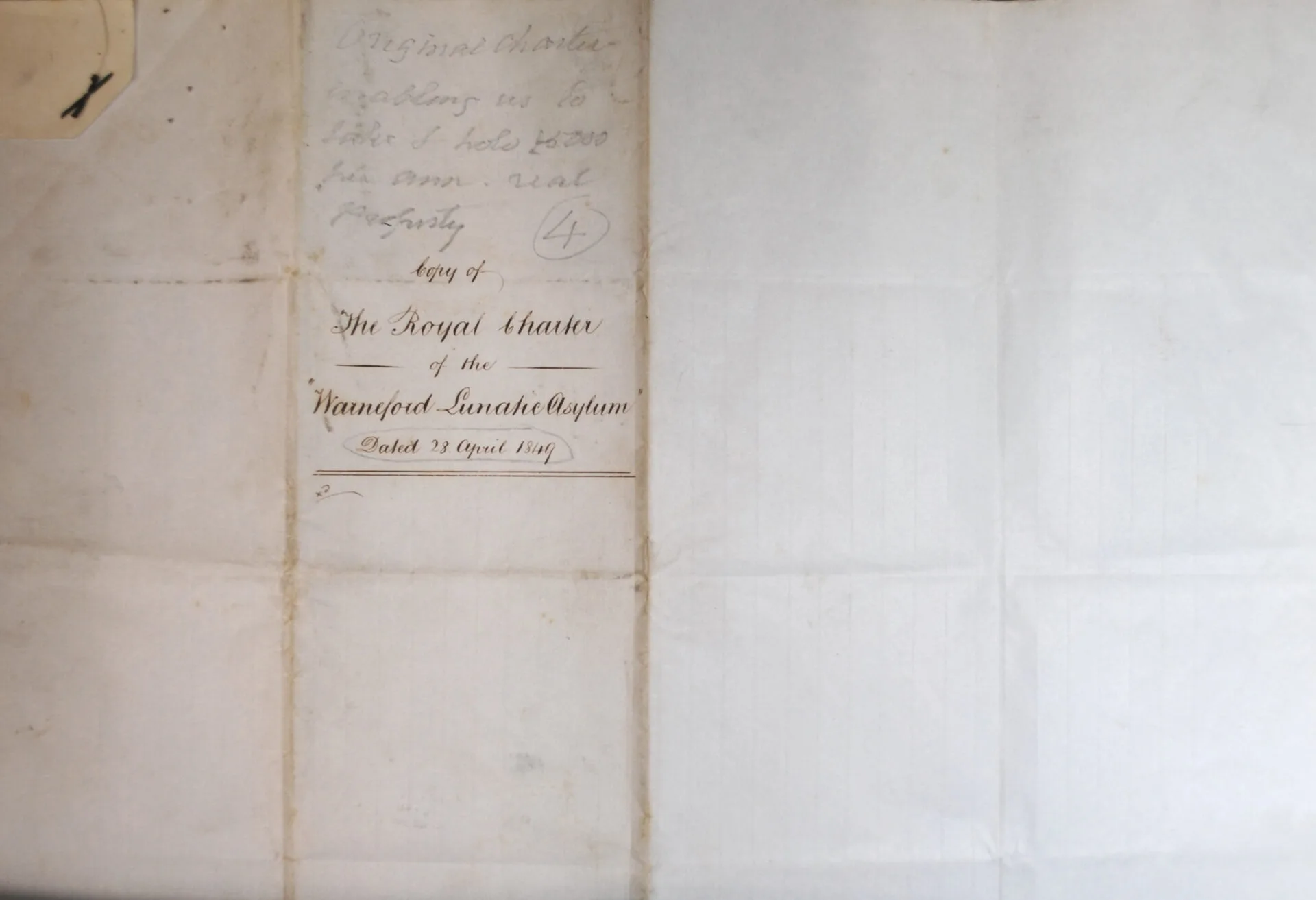 The Royal Charter granted to the Warneford Hospital in 1849. (Page 1 of 2)