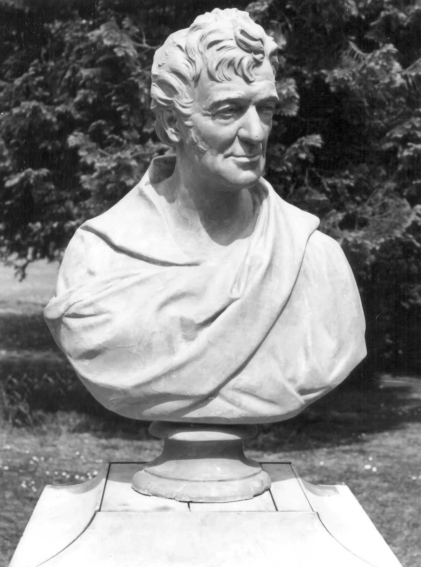 Bust (by Peter Hollins, 1845) of the Rev. Vaughan Thomas, Chairman of the Management Committee 1826-1855, which used to be located in the Warneford grounds until it was smashed by a patient in the late twentieth century. 