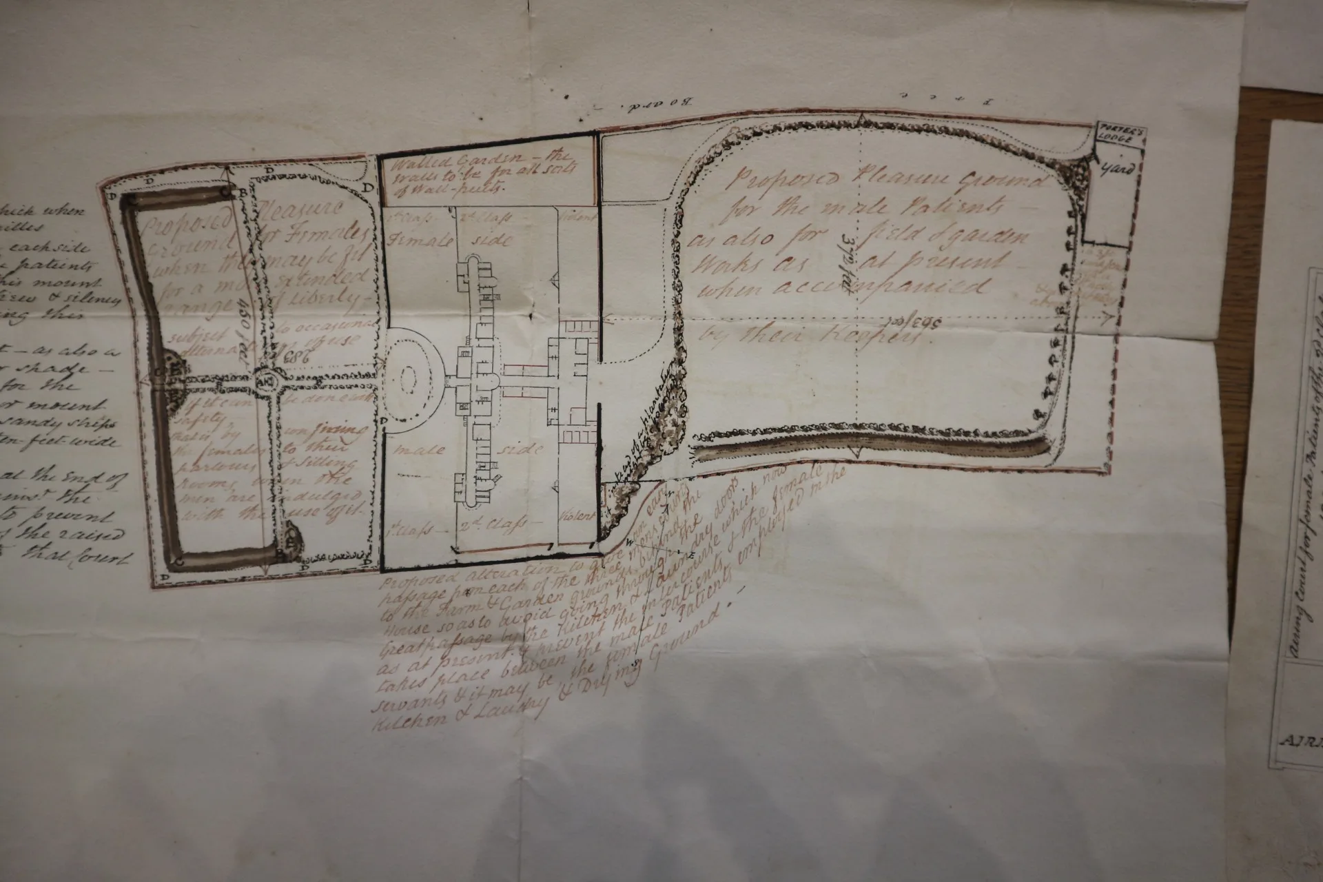 Rev Dr Vaughan Thomas’ original annotated plan for the Ladies’ Ornamental Garden from the 1820s. Credit: Oxfordshire Health Archives OHA WP 9