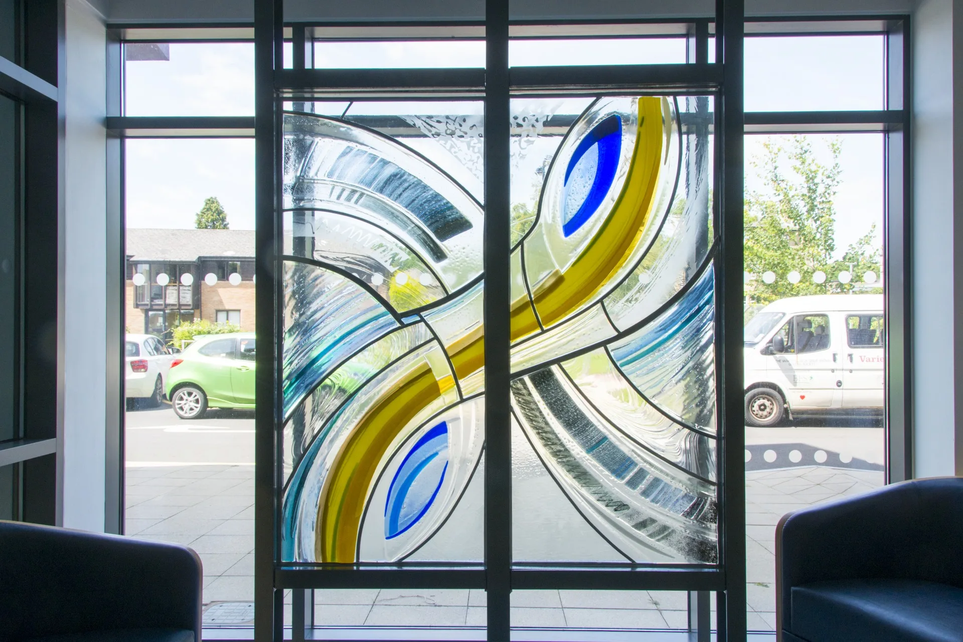 The reception area of the Warneford’s Highfield Unit for Adolescents and Young People. Service-users were involved in creating the design of the interior. Credit: Tom Cox