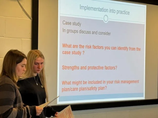 Students of mental health nursing at Oxford Brookes University, where training now takes place (from the left: collaborative study; classroom presentations; wound care training). Credit: Oxford Brookes University