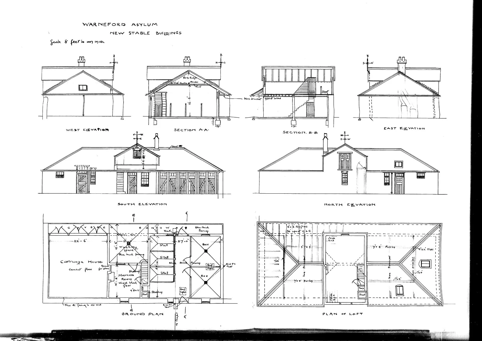 Green Tree Lodge occupies the former stables. These plans are for the stable block
built in 1896, which was converted into accommodation in 1952. Credit: Oxfordshire History Centre, City Index 2743